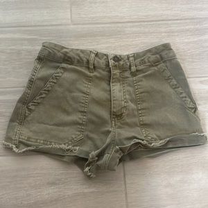 army green denim shorts